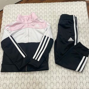 Adidas Girls Track Suit - black, white & pink, size 3T